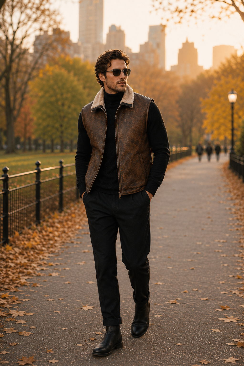 Brooks Shearling Gilet - Tan Brown