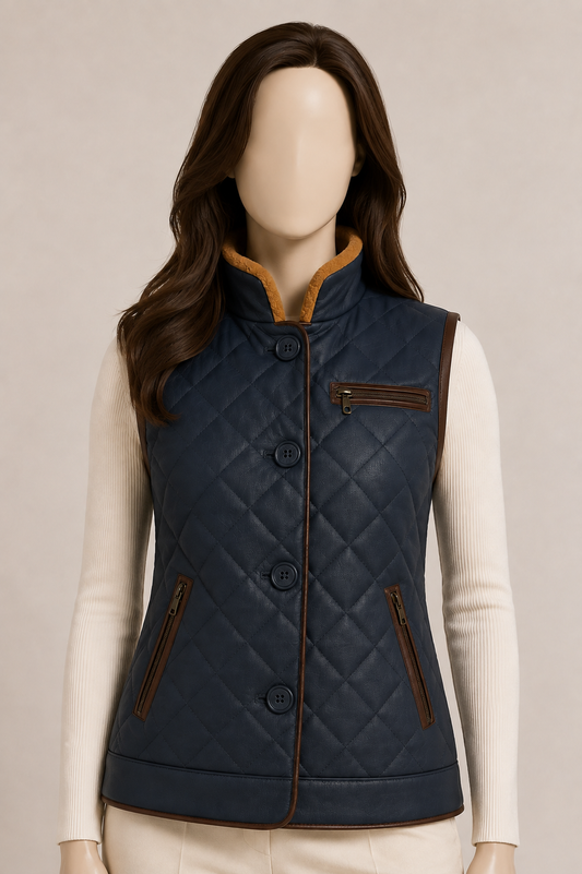 Estelle Shearling Gilet - Midnight Navy Blue - Estelle2
