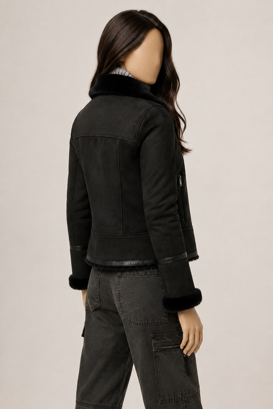 Frankie Shearling Jacket - Charcoal Black - Frankieblack2