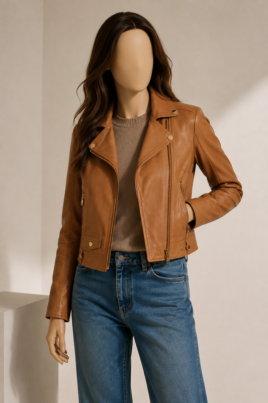 Lucy Brown Leather Jacket - Lucybrown2