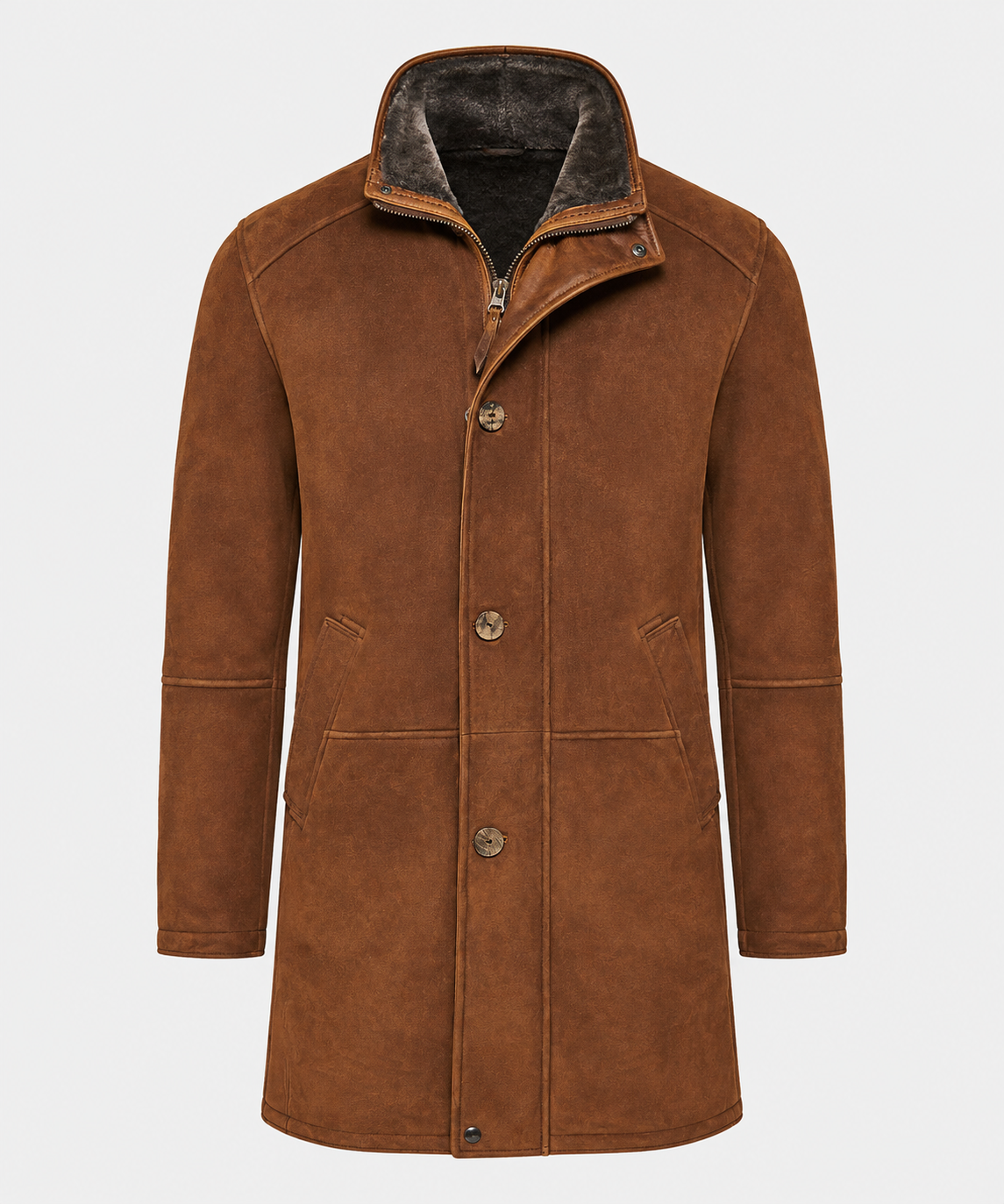 Mikinley Shearling Coat - Brown Cognac