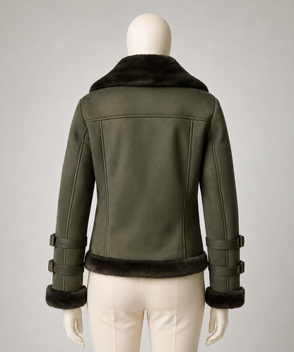 Abeline Shearling Jacket - Olive Green - Abeline2