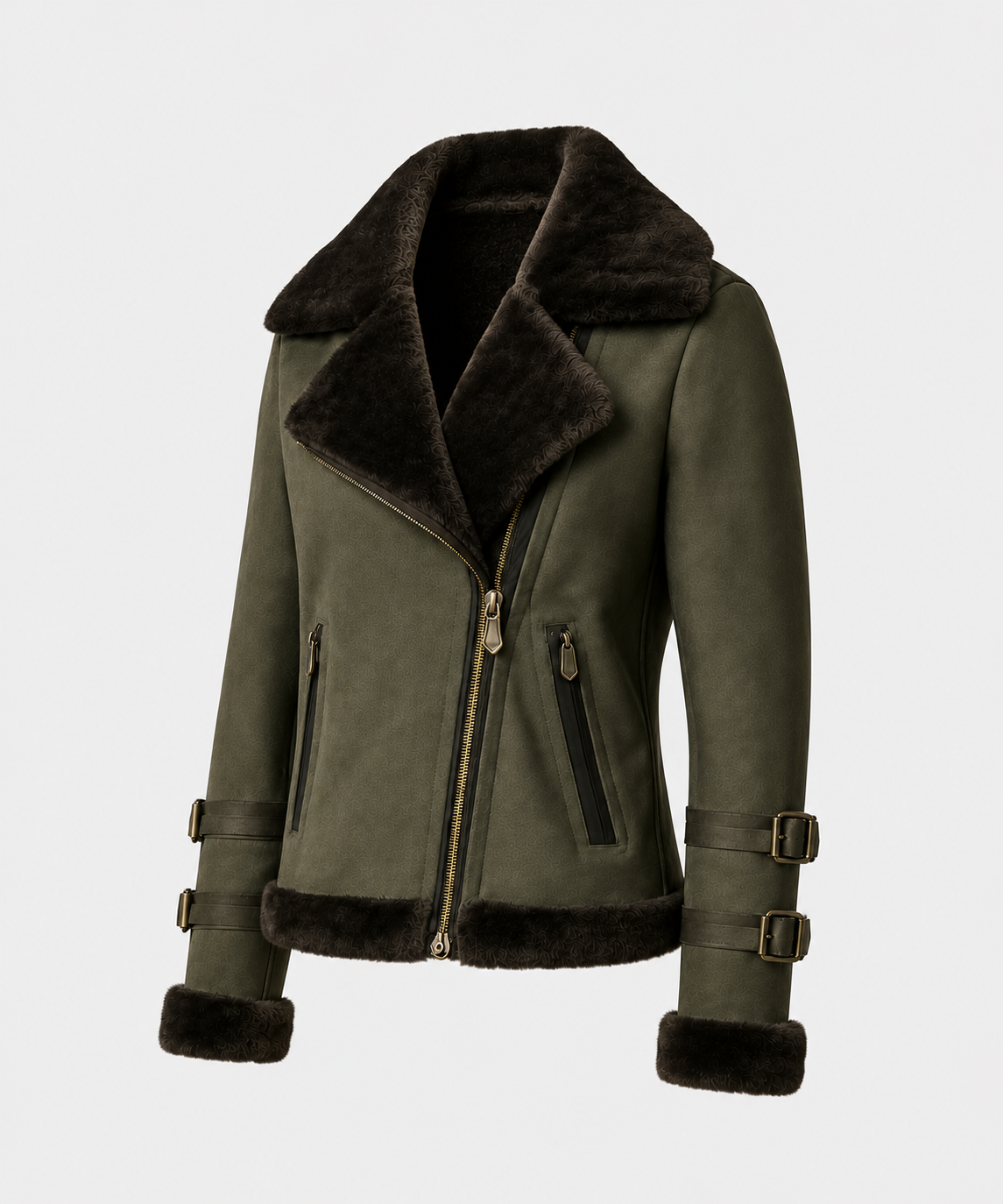 Abeline Shearling Jacket - Olive Green - Abeline6