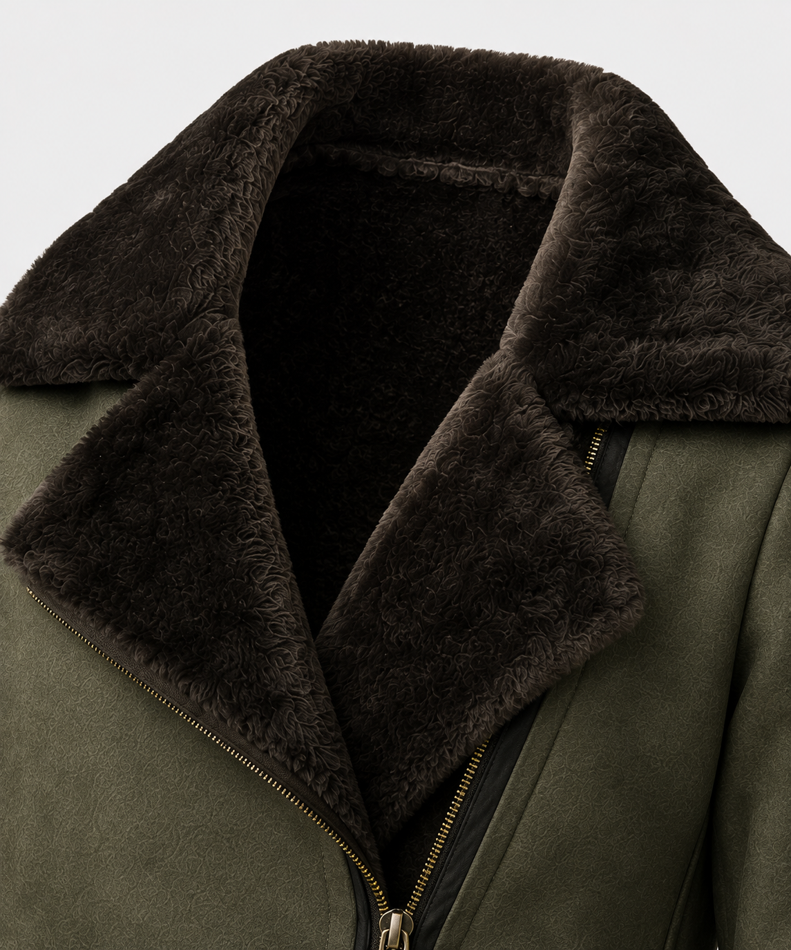 Abeline Shearling Jacket - Olive Green - Abeline7