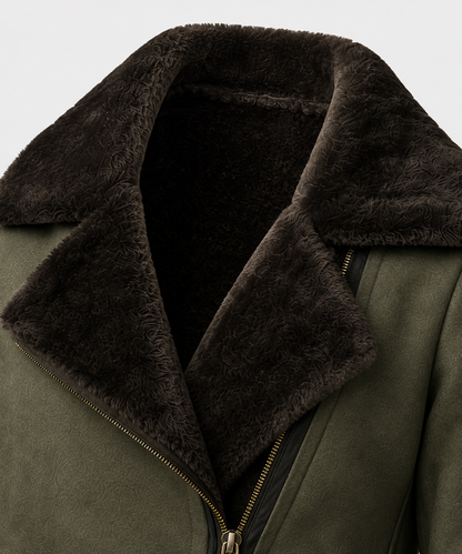 Abeline Shearling Jacket - Olive Green - Abeline7