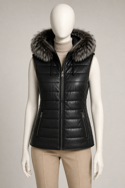 Adeline Shearling Gilet - Old Black - Adeline1