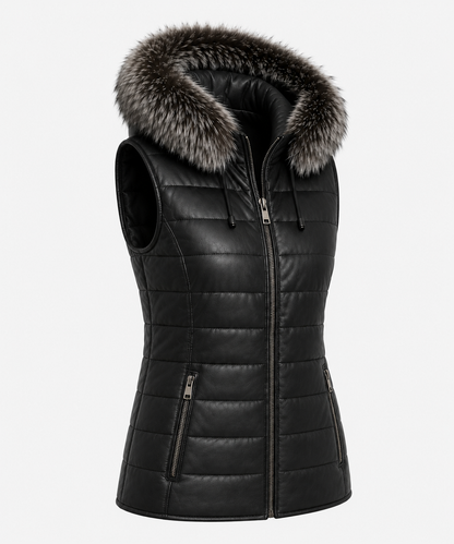 Adeline Shearling Gilet - Old Black - Adeline6