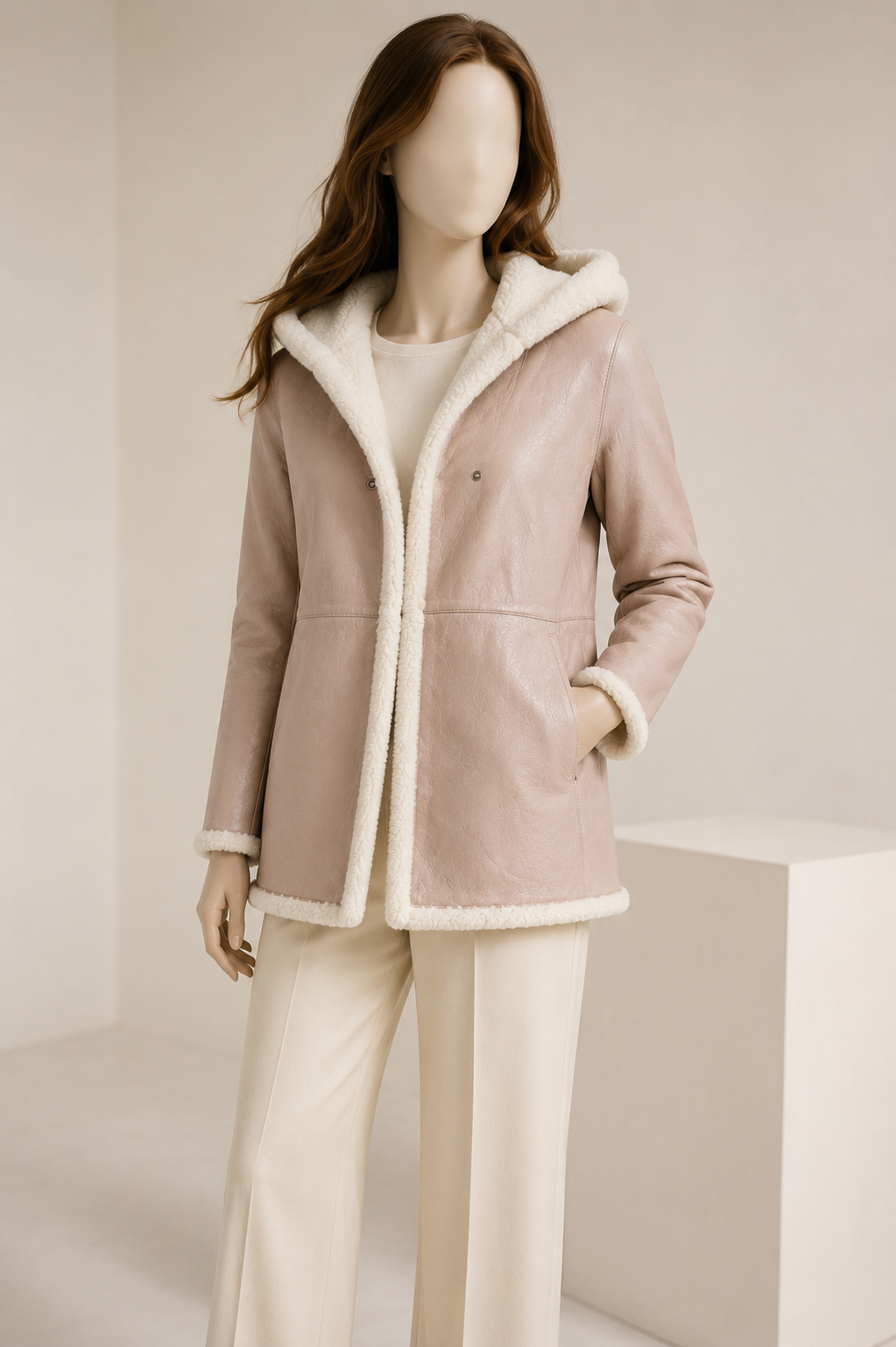 Allison Shearling Coat - Blush Pink - Allison1