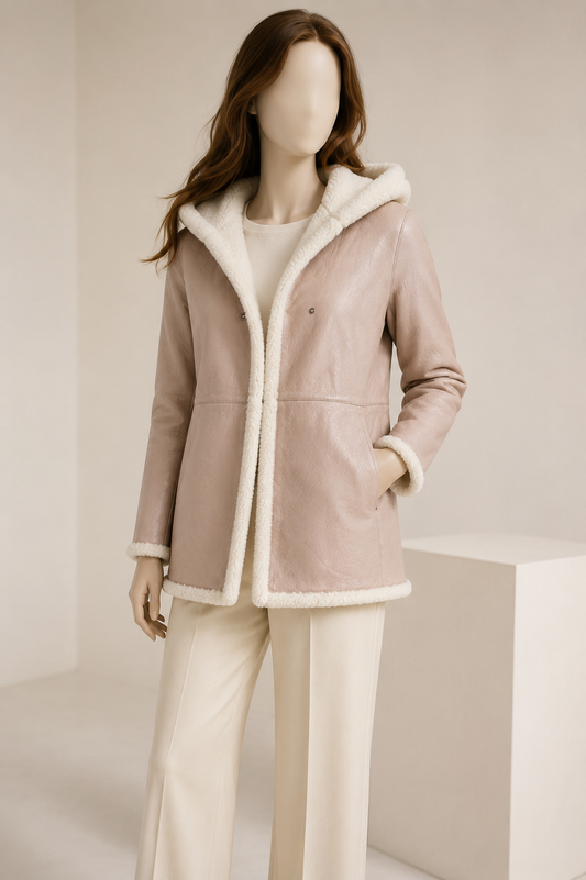 Allison Shearling Coat - Blush Pink - Allison1