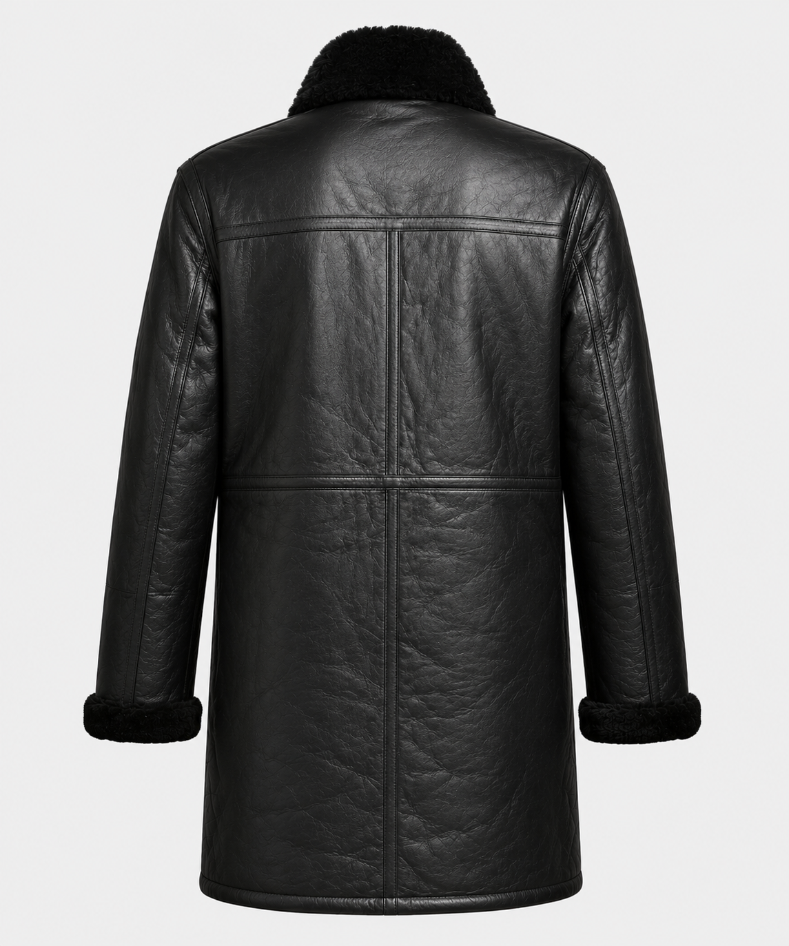 Amos Shearling Coat - Black Long