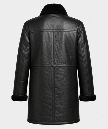 Amos Shearling Coat - Black Long