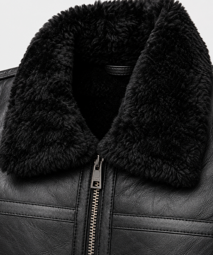 Amos Shearling Coat - Black Long
