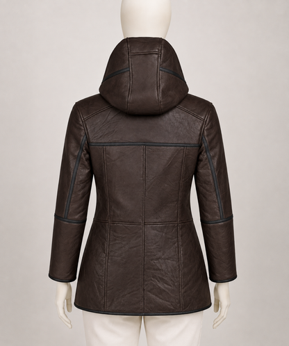 Andie Shearling Coat - Dark Espresso Brown - Andie2