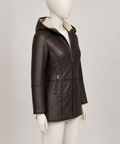Andie Shearling Coat - Dark Espresso Brown - Andie3