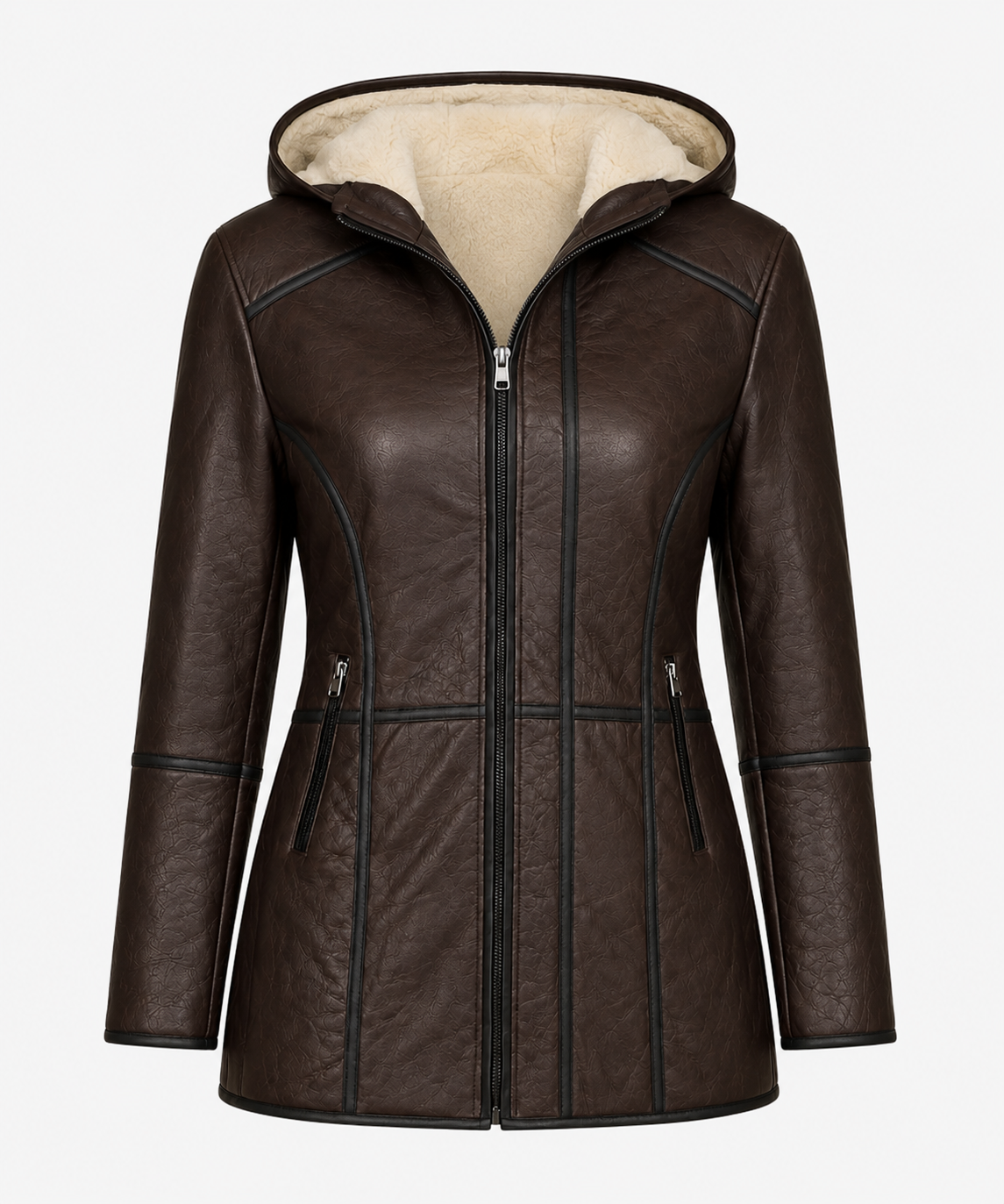 Andie Shearling Coat - Dark Espresso Brown - Andie4