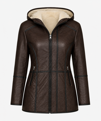 Andie Shearling Coat - Dark Espresso Brown - Andie4