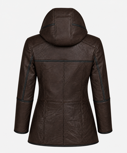 Andie Shearling Coat - Dark Espresso Brown - Andie5
