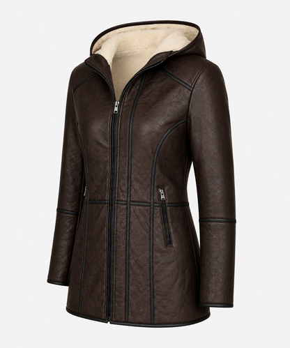Andie Shearling Coat - Dark Espresso Brown - Andie6