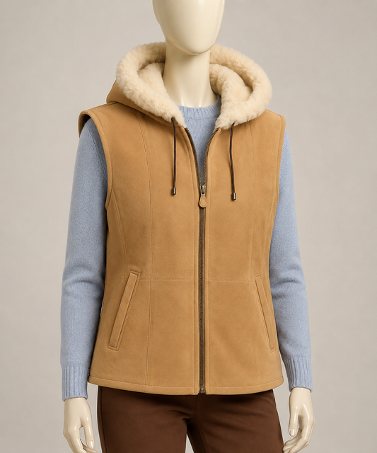 Aubrey Shearling Gilet - Camel Tan - Aubrey1