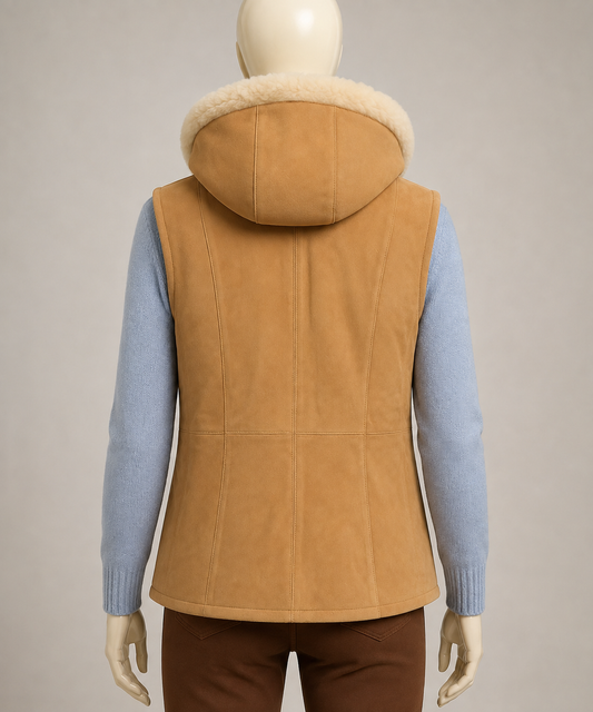 Aubrey Shearling Gilet - Camel Tan - Aubrey2