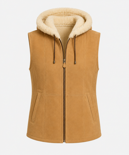 Aubrey Shearling Gilet - Camel Tan - Aubrey4