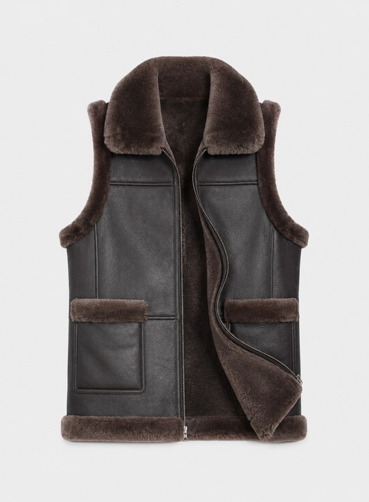 Austin Shearling Gilet - Old Black
