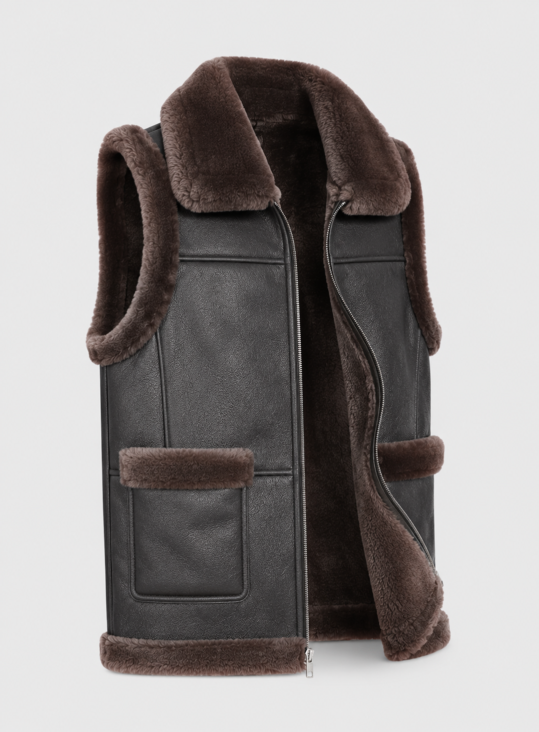 Austin Shearling Gilet - Old Black