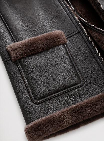 Austin Shearling Gilet - Old Black