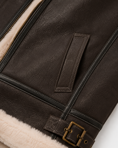 Avery Shearling Jacket - Dark Chocolate Brown - Averybrown10