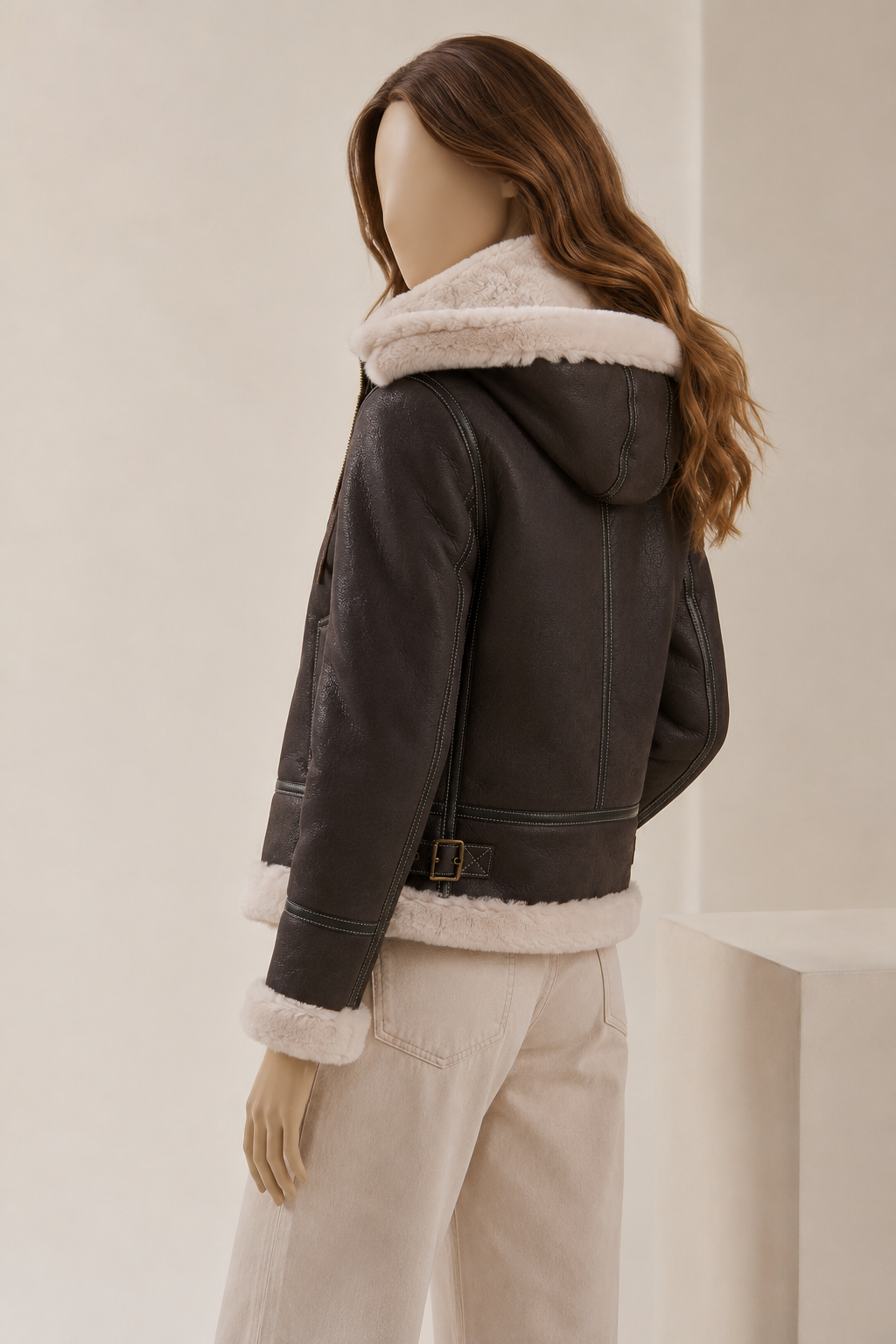 Avery Shearling Jacket - Dark Chocolate Brown - AveryBrown2