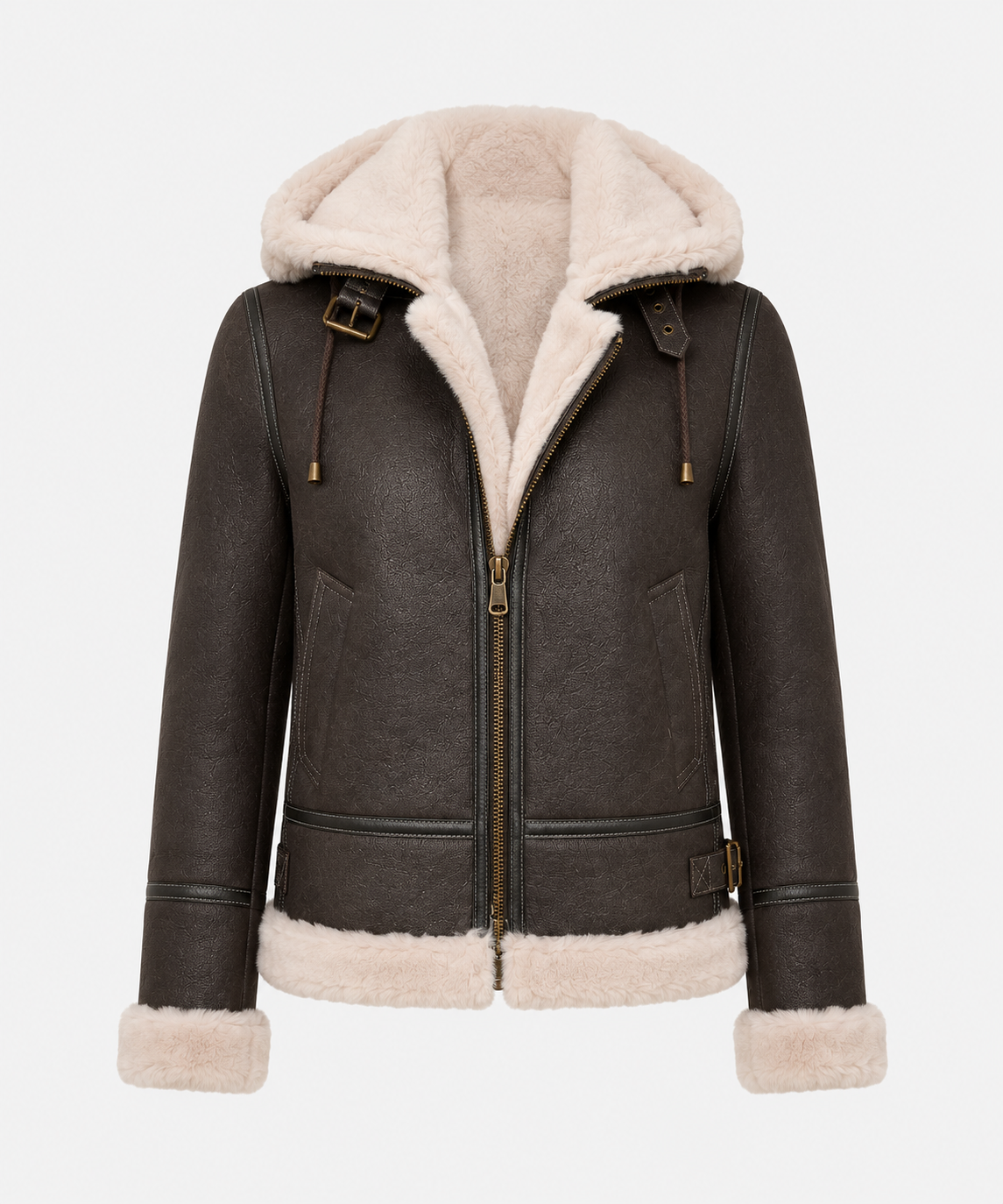 Avery Shearling Jacket - Dark Chocolate Brown - Averybrown6