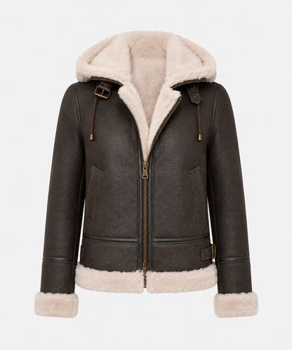 Avery Shearling Jacket - Dark Chocolate Brown - Averybrown6