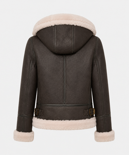 Avery Shearling Jacket - Dark Chocolate Brown - Averybrown7