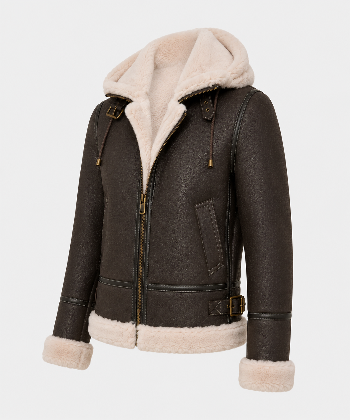 Avery Shearling Jacket - Dark Chocolate Brown - Averybrown8