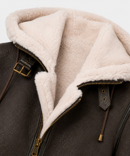 Avery Shearling Jacket - Dark Chocolate Brown - Averybrown9