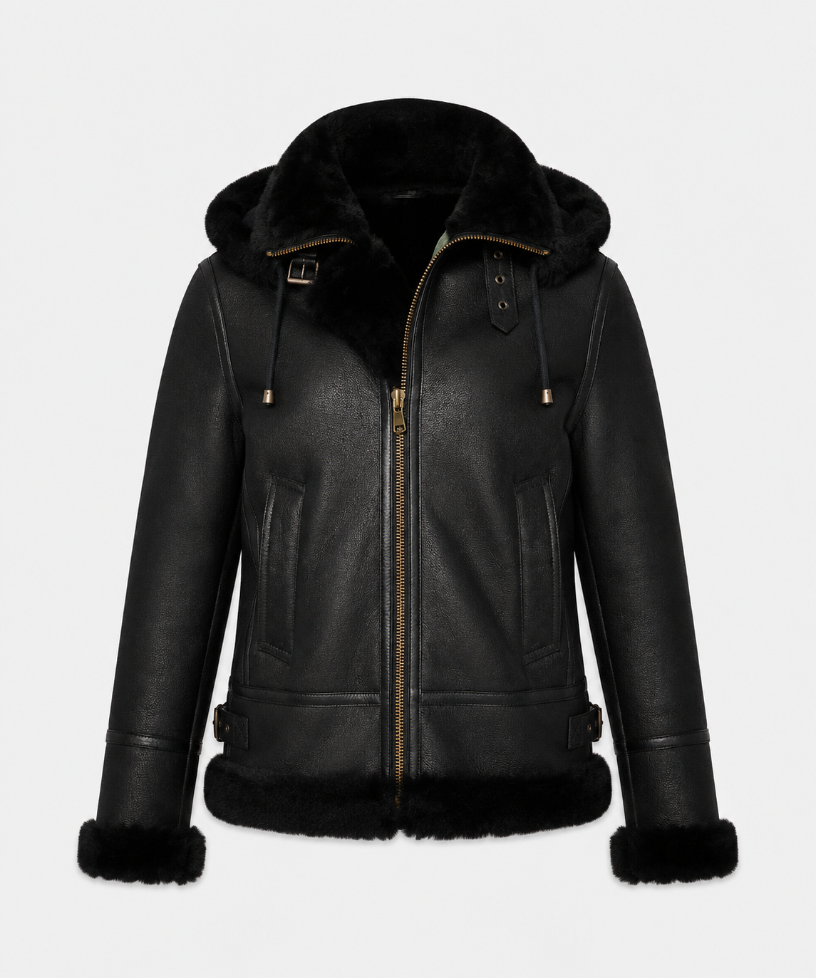 Avery Black Shearling Jacket - Averyblack5