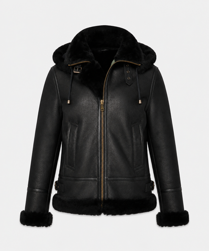 Avery Black Shearling Jacket - Averyblack5