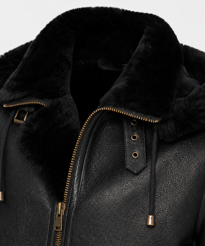 Avery Black Shearling Jacket - Averyblack8