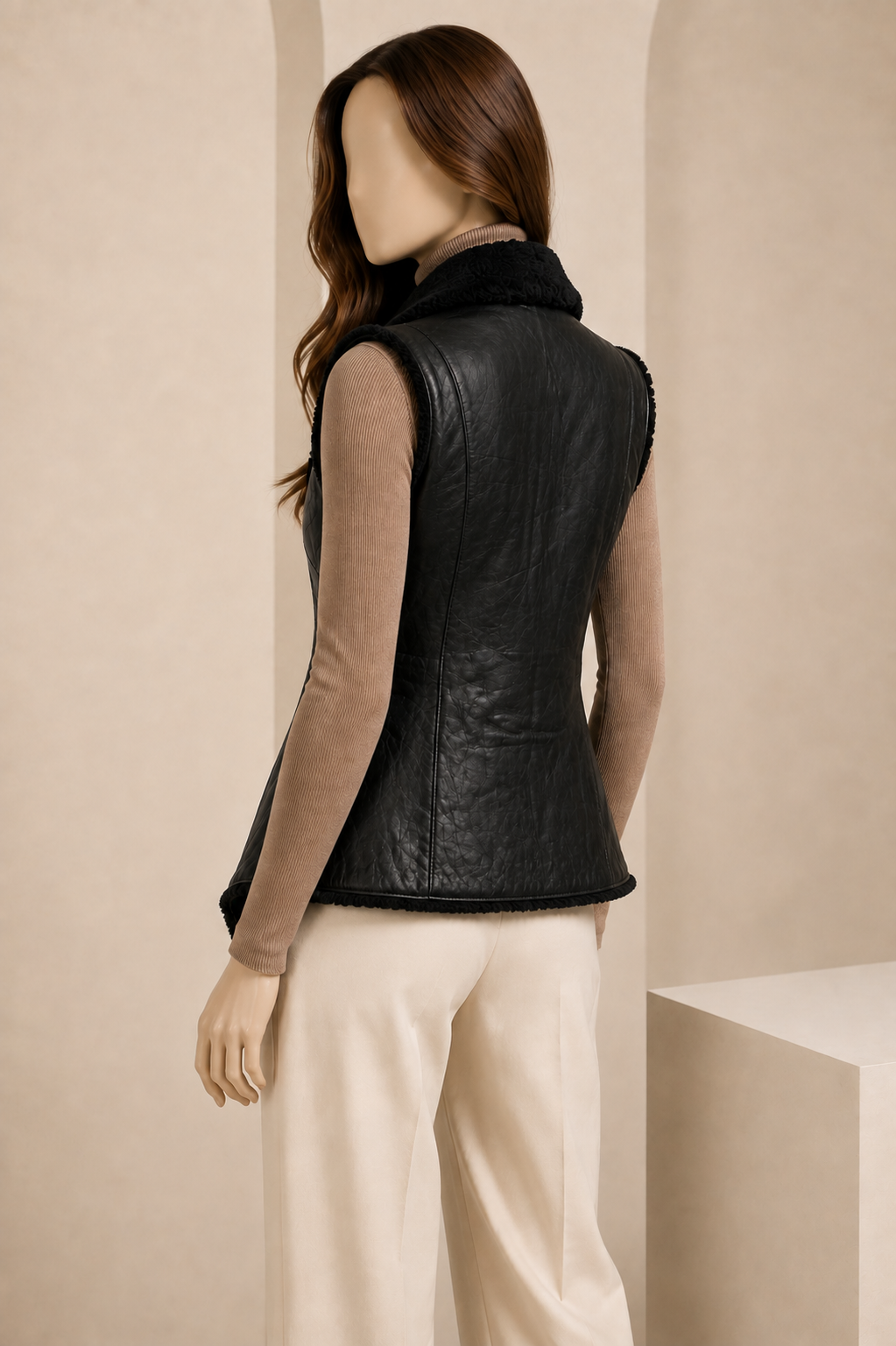 Bella Shearling Gilet - Black - Bella2