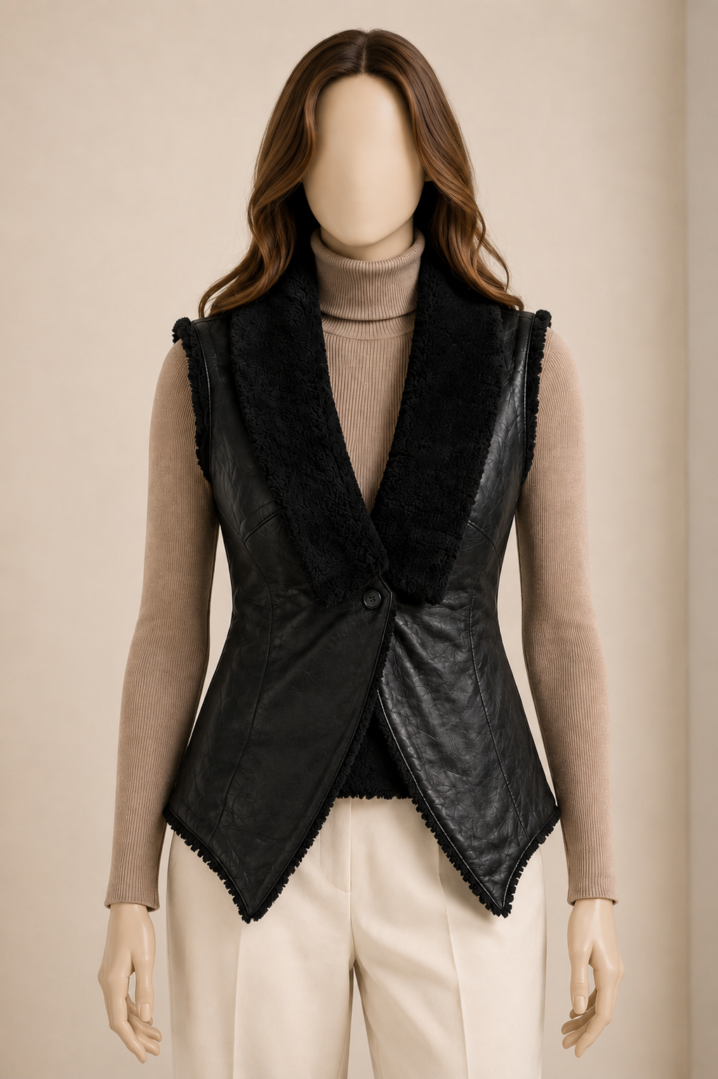Bella Shearling Gilet - Black - Bella3
