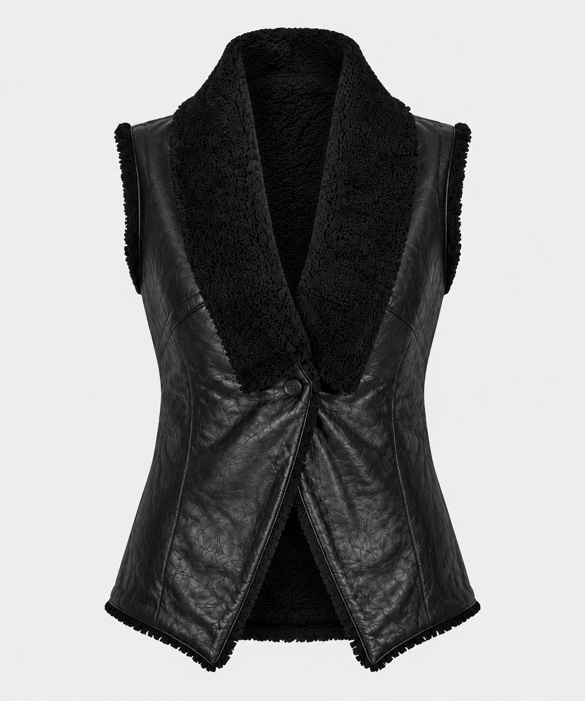 Bella Shearling Gilet - Black - Bella4