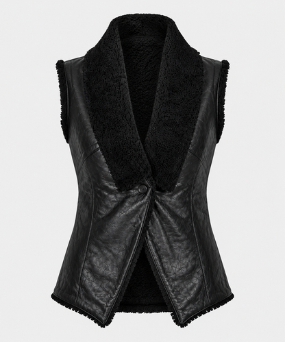 Bella Shearling Gilet - Black - Bella4