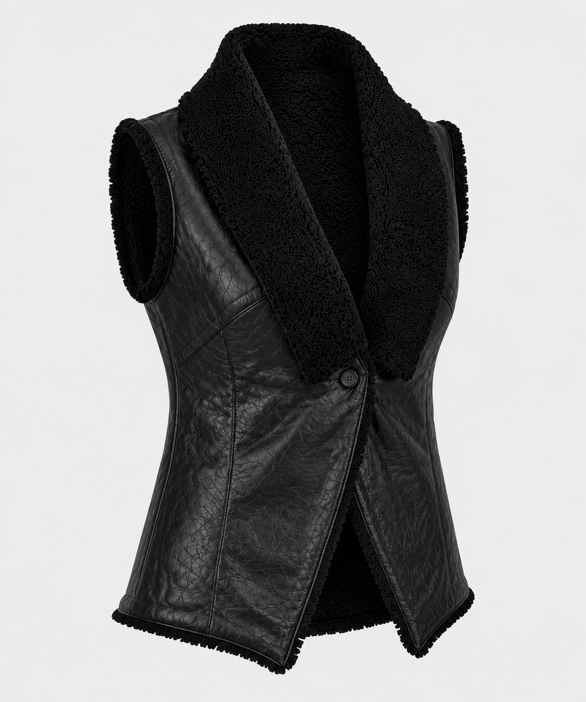 Bella Shearling Gilet - Black - Bella6