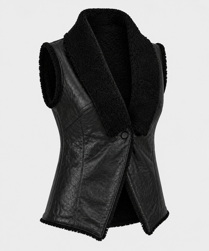 Bella Shearling Gilet - Black - Bella6