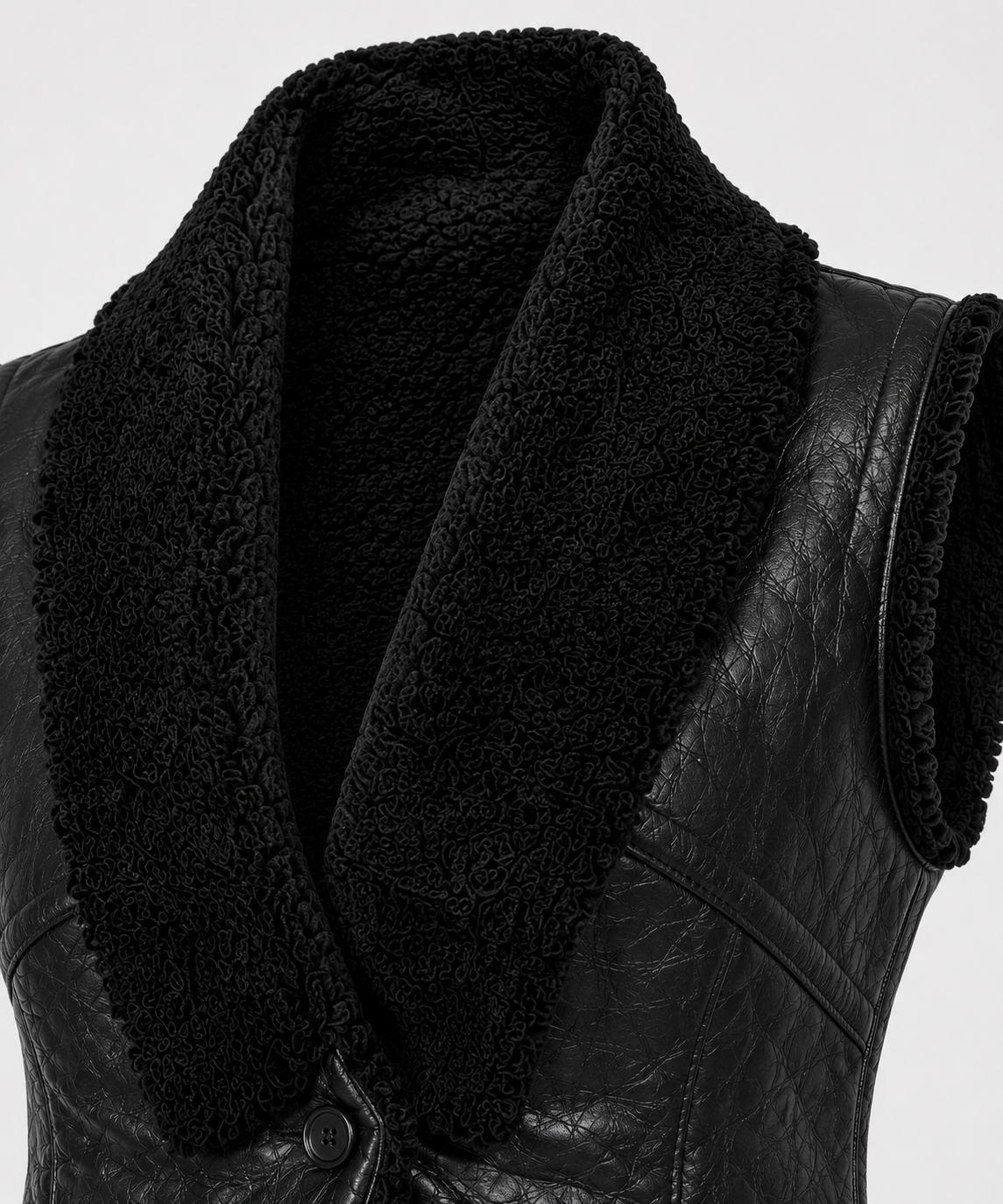 Bella Shearling Gilet - Black - Bella7
