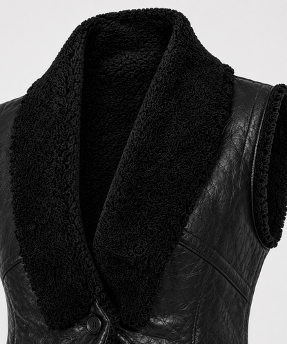 Bella Shearling Gilet - Black - Bella7