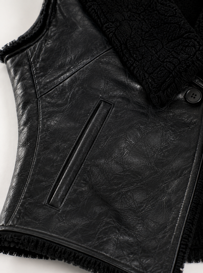 Bella Shearling Gilet - Black - Bella8