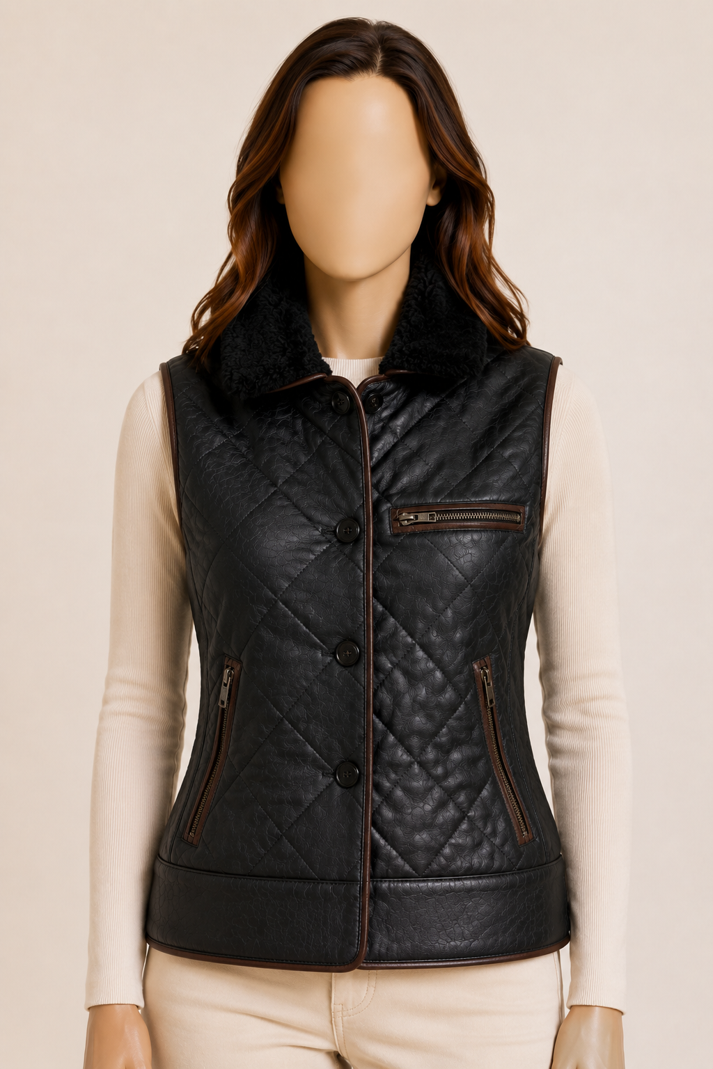 Blake Shearling Gilet - Black - Blake2