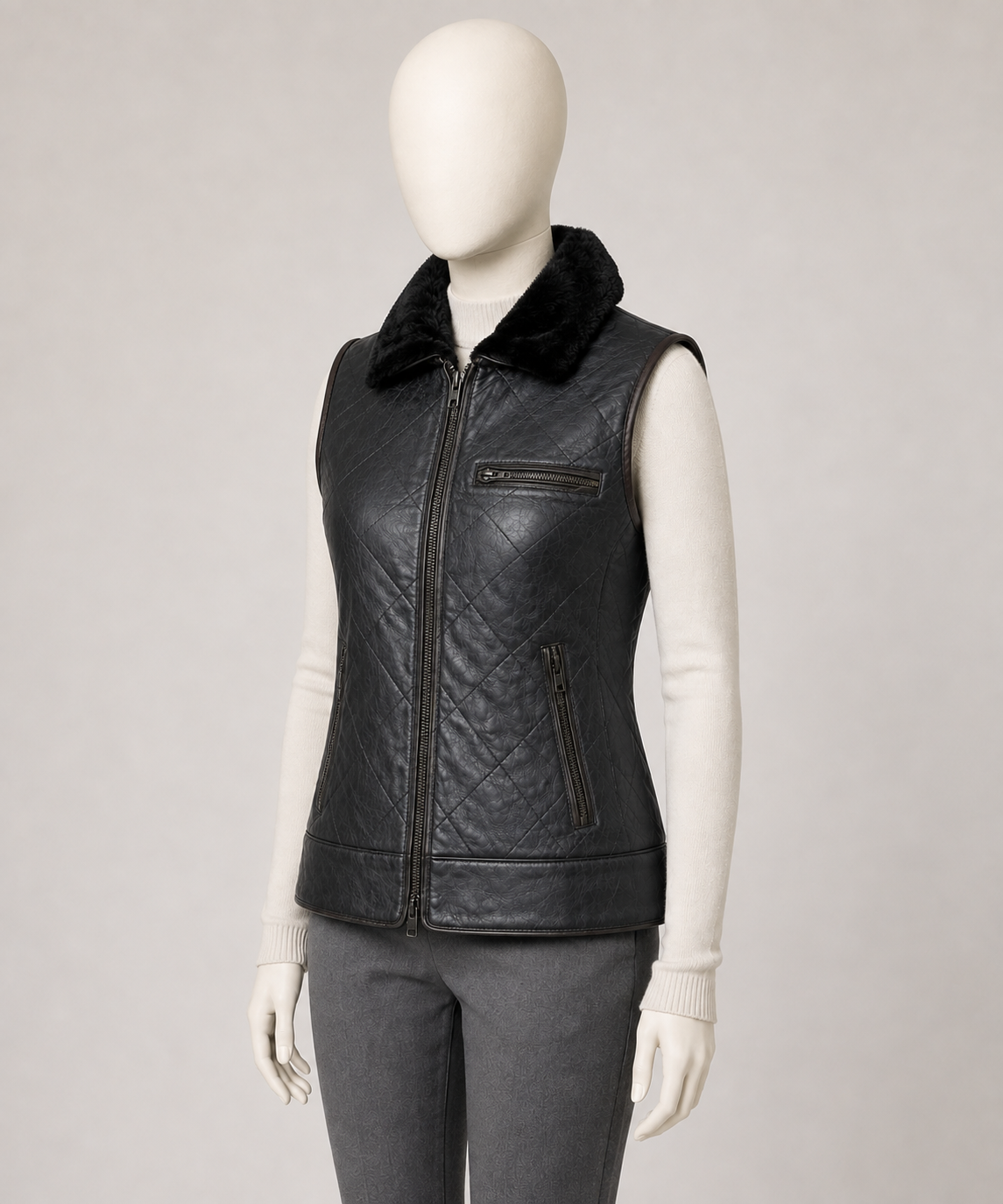 Bonnie Shearling Gilet - Dark Charcoal - Bonnie1