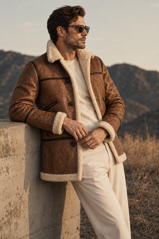 Boone Shearling Coat - Crazy Brown
